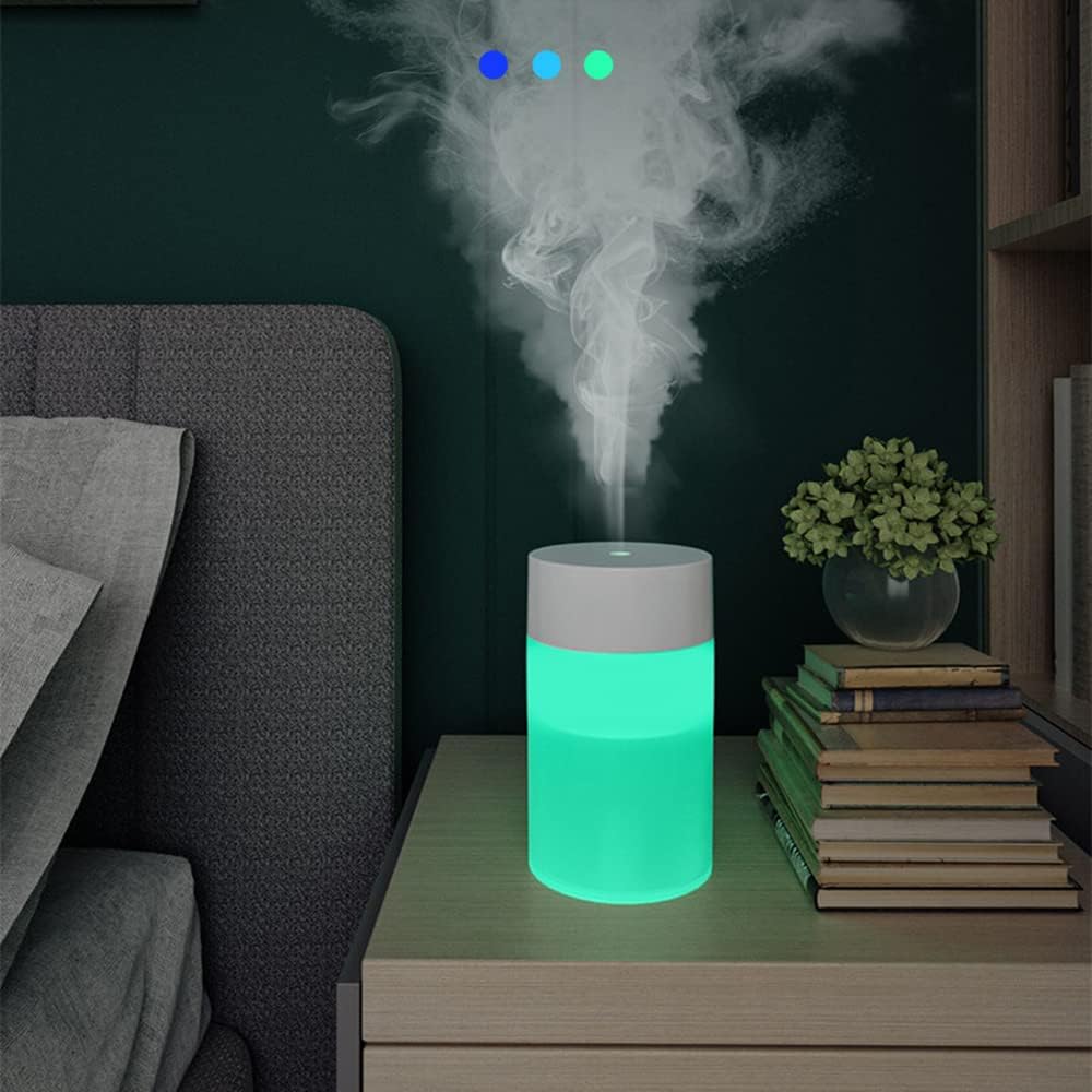 Mini Humidifier, USB Power Supply, Suitable for Study Room, Bedroom, Baby Room, Office, Car, With 7 Color LED, Air Humidifier, Can Be Used for Facial Moisturizing (Black)